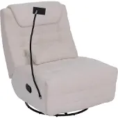 Mendler Relaxsessel MCW-P92, TV-Sessel Fernsehsessel, drehbar Kippfunktion Handyhalterung, Stoff Chenille (260g/m²) creme-weiß