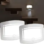 Casativo 2er-Set Helle Batterie-LED-Wandleuchte, Aluminium und Kunststoff, 2 Leuchtstufen 20-40 Lumen, PIR-Bewegungs- & Lichtsensor, 6 Monate StandBy