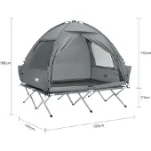 SoBuy OGS32-II-L-HG Feldbett mit Zelt 2 Personen 4in1 Zelt auf Stelzen mit Rolltasche Wasserdichtes Campingbett ohne Matratze Angelzelt bis 180 kg