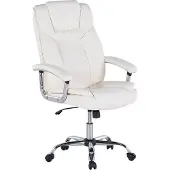 Beliani Bürostuhl Hellbeige Kunstleder Gesteppt Höhenverstellbar Drehbar mit Wippfunktion Armlehnen Modernes Design Schreibtischstuhl Drehstuhl
