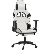 vidaXL Gaming-Stuhl mit Fußstütze Weiß und Schwarz Kunstleder