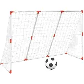 vidaXL Fußballtor für Kinder mit Bällen 2-in-1 Weiß 184x64x124 cm