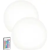 Lunartec 2er-Set Solar-LED-Leuchtkugel mit Fernbedienung, 60 Lumen,IP67, Ø30 cm