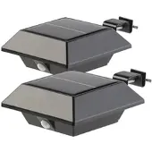 Autre 2er-Set Solar-LED-Dachrinnenleuchten mit PIR-Sensor, 160 lm, schwarz