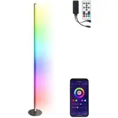 Luminea Home Control WLAN-Steh-/Eck-Leuchte, RGB-IC-LEDs, 12W, dimmbar, App, 155cm, schwarz