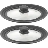 Rosenstein & Söhne 2er-Set Universal-Silikonrand-Glasdeckel für Ø 20 - 24 cm