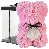 INFACTORY Rosenbär aus künstlichen Rosen, pink, mit Geschenkbox
