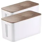 Callstel 2er-Set Kabelboxen klein, 23 x 11,5 x 12 cm, Nussbaum-Holzoptik