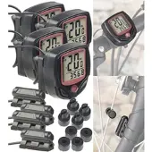PEARL sports 4er-Set 15in1-Fahrrad-Computer mit LCD-Display & Radsensor, IP44