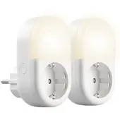 Luminea Home Control 2er-Set WLAN-Steckdose mit LED-Nachtlicht, App & Sprachsteuerung, 16 A