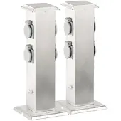 ROYAL GARDINEER 2er-Set 4-fach-Garten-Steckdosen mit Edelstahl-Gehäuse, max. 3.500 W