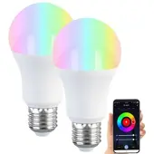 Luminea Home Control 2er-Set LED-Lampen E27, RGB-CCT, 9W, 806 Lumen, ZigBee-kompatibel