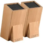 TokioKitchenWare 2er-Set Universal-Messerblöcke aus Holz mit Borsteneinsatz
