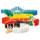 Playtastic Domino-Set mit 480 farbigen Holzsteinen und 11 Streckenbau-Elementen
