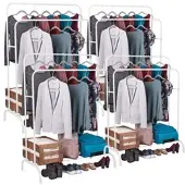 Carlo Milano 4er-Set Freistehende Doppel-Kleiderstange, 110 x 147 x 55 cm, weiß