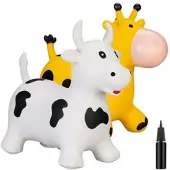 Playtastic 2er-Set aufblasbare Hüpftiere "Kuh" & "Giraffe",für Kinder ab 3 Jahren