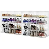 Carlo Milano 24er-Set Transparente Schuhbox, stapelbar, Schuhe bis Größe 47
