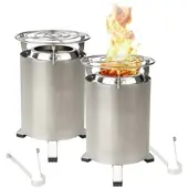 Carlo Milano 2er-Set Outdoor-Tisch- & Boden-Feuerstellen, Edelstahl, 18x18x25 cm