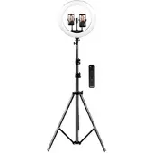 Somikon XL-LED-Ringlicht mit Smartphone-Halter, Ø 46 cm, USB-Port, dimmbar