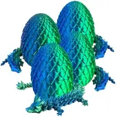 Playtastic 4er-Set 3D-gedruckte Dracheneier mit Drachenfigur, blau/grün, 28,5 cm