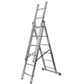 SZ Metall Stehleiter 3x6 Sprossen grau, 46x16 cm