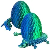 Playtastic 2er-Set 3D-gedruckte Dracheneier mit Drachenfigur, blau/grün, 28,5 cm