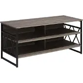 Beliani TV Möbel Holzoptik Spanplatte Pulverbeschichtetes Metall 56 x 120 x 51 cm Modern Elegant Praktisch Multifunktional Offene Fächern Wohnzimmer
