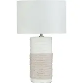 Beliani Tischlampe Beige Porzellanfuß Stoffschirm Weiß langes Kabel mit Schalter Moderner Look