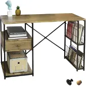 SoBuy FWT61-N Schreibtisch mit 4 Ablagen und Einer Schublade Computertisch Arbeitstisch Bürotisch Industrie-Design BHT ca.: 118x75x48cm