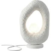 Opviq , Hochwertige Tischlampe, Metallkörper, Fiberglas-Kappe, 50 cm hoch, Ø10 cm Glas, 200 cm Kabel, IP20, Weiß, Modernes Design für stilvolle Wohnräume, ohne Glühbirne.