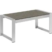 Beliani Gartentisch Dunkelgrau Aluminium Couchtisch 90 x 50 cm Terrasse Balkon Outdoor & Indoor Modern