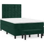 vidaXL Boxspringbett mit Matratze Dunkelgrün 120x200 cm Samt