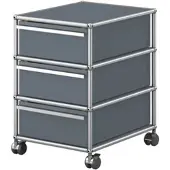 USM United Soft USM Haller Rollcontainer, mit drei Schubladen Mittelgrau
