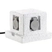 ROYAL GARDINEER 4-fach-Garten-Steckdose in Stein-Optik, Spritzwasserschutz IP44
