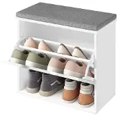 Vasagle Schuhbank mit Sitzkissen Klappfach und verstellbarer Trennwand LSB121WB01
