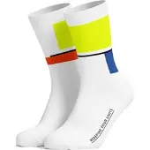 PIPPO Socken Mondrian Square weiß/blau/neon gelb - 40-42