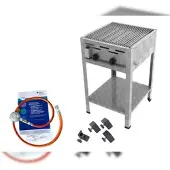 ChattenGlut Gasbräter 2-flammig 7,3kW Standgerät Einzelne Edelstahlstäbe als Rost mit DGUV