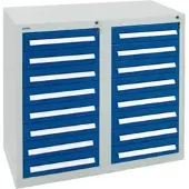 Stumpf Schubladenschrank Serie T-100/35-2, 16 Schubladen enzianblau (16x100mm)