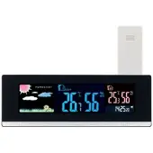 INFACTORY Tisch-Wetterstation, Funk-Außensensor, Farb-LCD-Display, USB-Ladeport