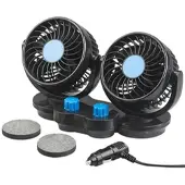 Lescars Kfz-Doppel-Ventilator für 12-V-Anschluss, mit 2 Stufen, 6,5 Watt