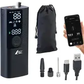 AGT Smarte Akku-Luftpumpe mit OLED-Display; bis 120 psi; Bluetooth und App