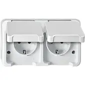 Merten Schuko-Doppelsteckdose Aquastar , IP44, polarweiß, Berührungsschutz - 2-fach