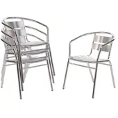 Gastronoble 4 Bolero Bistrostühle mit gerundeter Armlehne - Aluminium