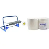 VEPATIM Wandhalter für Putztuchrollen inkl. 2 x 26cm breite 1000 Blatt Rollen