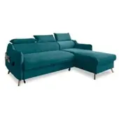 Miuform Sweet Harmony - Ecksofa mit Bettfunktion und Bettkasten L-FORM RECHTS - 228x162cm - Velours Türkis - Sofa Schlafsofa Couch