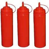 GVK 3 Stück rote Quetschflaschen 0,76Liter Dosierflasche Spenderflasche Dressingflasche