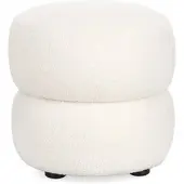 Bizzotto Hocker Gabby aus Boucle-Stoff, modern gepolstert, rundes Design, Weiß, Indoor
