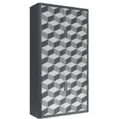 PaperFlow easyOffice Rollladenschrank Motiv Würfelmuster silber, 110x204x41.5 cm