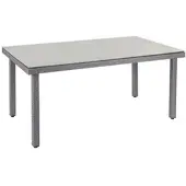 Mendler Poly-Rattan Gartentisch Cava, Esstisch Tisch mit Glasplatte, 160x90x74cm grau