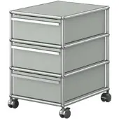USM United Soft USM Haller Rollcontainer, mit drei Schubladen Lichtgrau